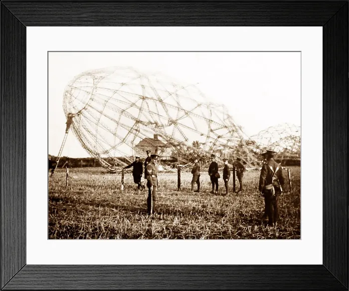 Framed Print : A Zeppelin brought down near Colchester - WW1 Framed Print : A Zeppelin brought down near Colchester - WW1