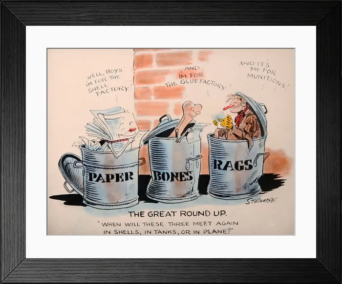 Framed Print : Cinema advertisement for wartime recycling Framed Print : Cinema advertisement for wartime recycling