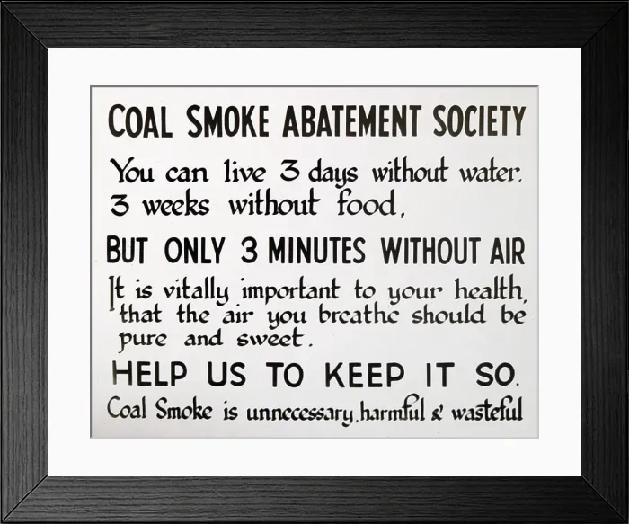 Framed Print : Cinema advertisement for the Coal Smoke Abatement Society Framed Print : Cinema advertisement for the Coal Smoke Abatement Society