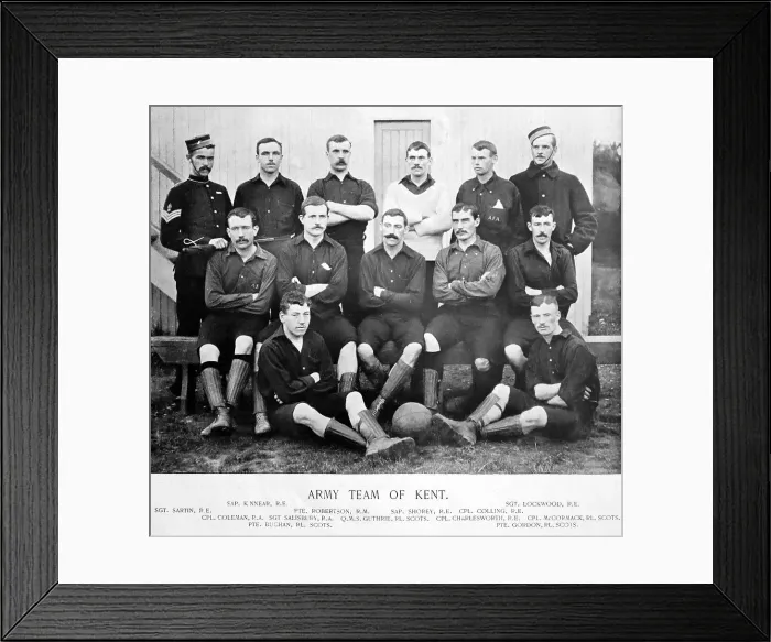 Framed Print : Army Football Team of Kent, 1890s Framed Print : Army Football Team of Kent, 1890s