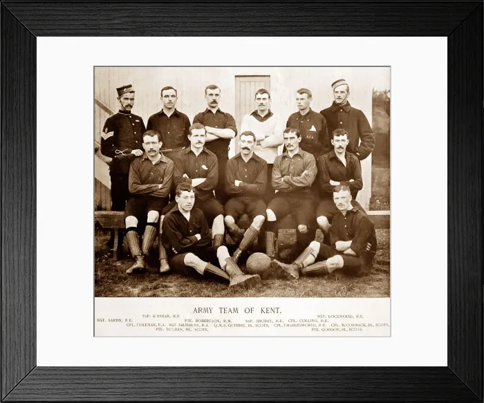Framed Print : Army Football Team of Kent, 1890s Framed Print : Army Football Team of Kent, 1890s