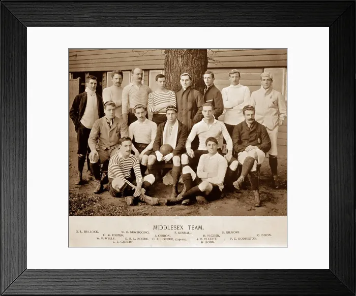 Framed Print : Middlesex Rugby Team in the 1890s Framed Print : Middlesex Rugby Team in the 1890s
