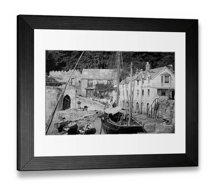 Framed Print : Clovelly Harbour, Devon, Victorian period Framed Print : Clovelly Harbour, Devon, Victorian period