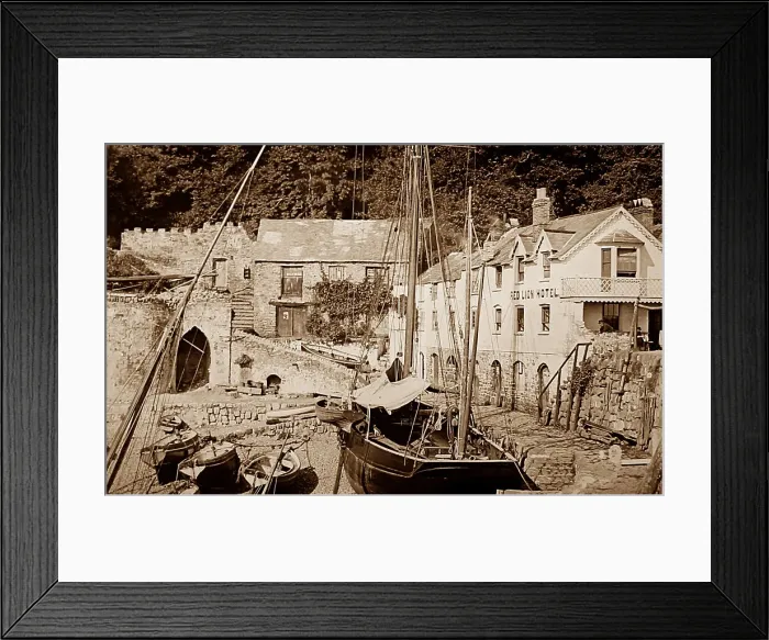 Framed Print : Clovelly Harbour, Devon, Victorian period Framed Print : Clovelly Harbour, Devon, Victorian period