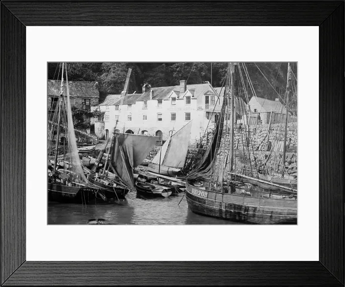 Framed Print : Clovelly Harbour, Devon, Victorian period Framed Print : Clovelly Harbour, Devon, Victorian period