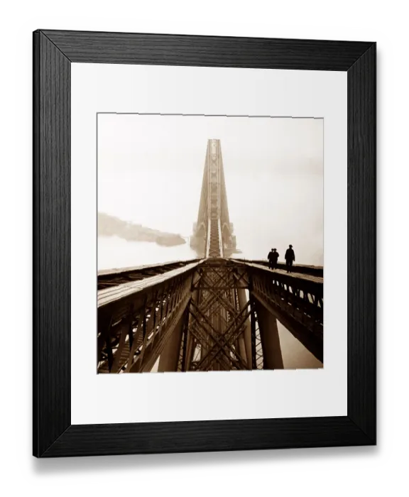 Framed Print : Forth Bridge maintenance workers, probably early 1900s