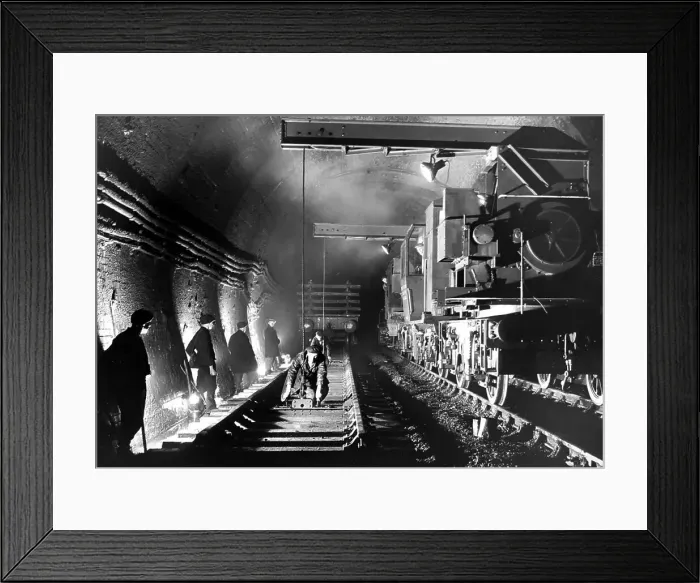 Framed Print : Laying railway tracks in the Severn Tunnel, 1930s maybe Framed Print : Laying railway tracks in the Severn Tunnel, 1930s maybe