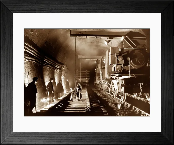 Framed Print : Laying railway tracks in the Severn Tunnel, 1930s maybe Framed Print : Laying railway tracks in the Severn Tunnel, 1930s maybe