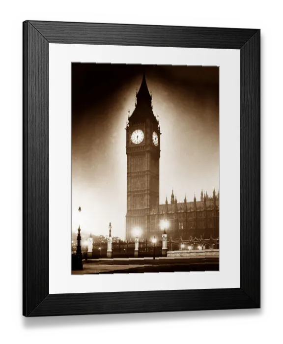 Framed Print : Houses of Parliament at night, London, early 1900s Framed Print : Houses of Parliament at night, London, early 1900s