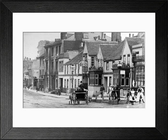 Framed Print : Dorking High Street, Victorian period Framed Print : Dorking High Street, Victorian period