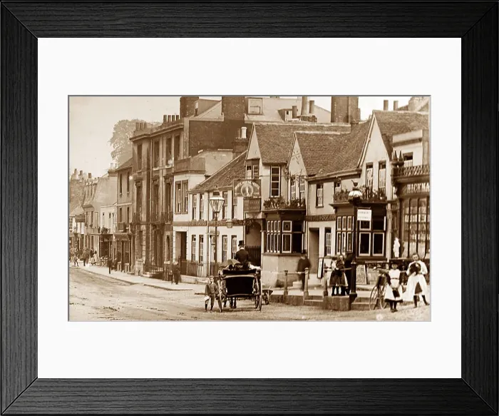 Framed Print : Dorking High Street, Victorian period Framed Print : Dorking High Street, Victorian period