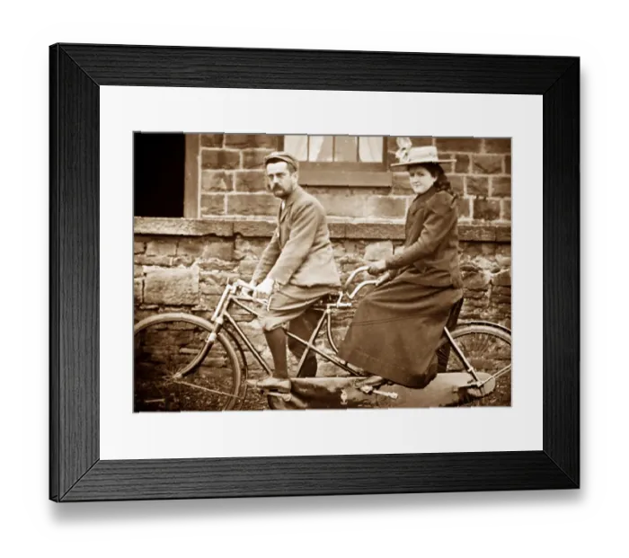 Framed Print : Couple on a tandem bicycle Framed Print : Couple on a tandem bicycle