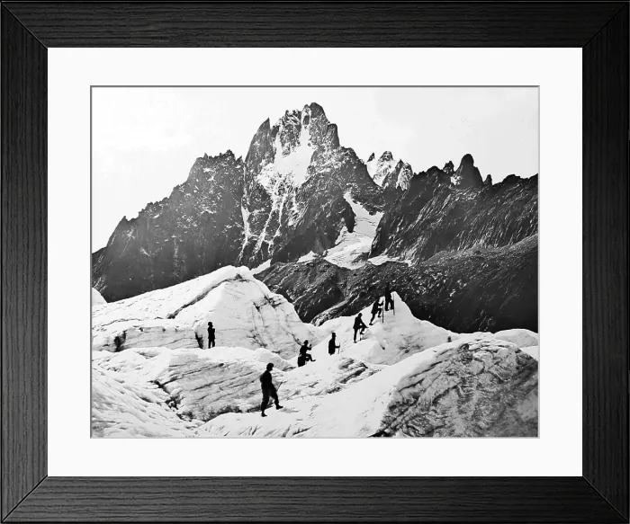 Framed Print : Tourist climbers of the Mer de Glace, Mont Blanc Framed Print : Tourist climbers of the Mer de Glace, Mont Blanc