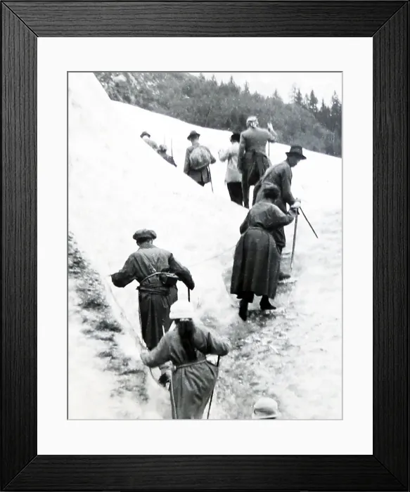 Framed Print : Tourist climbers, Grindelwald, Switzerland, Victorian period Framed Print : Tourist climbers, Grindelwald, Switzerland, Victorian period