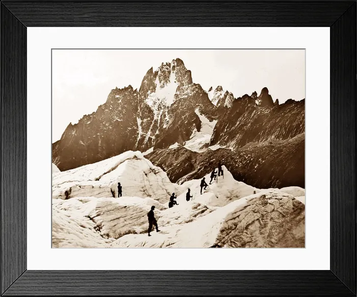 Framed Print : Tourist climbers of the Mer de Glace, Mont Blanc Framed Print : Tourist climbers of the Mer de Glace, Mont Blanc