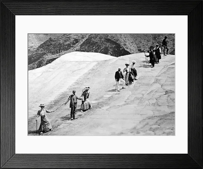 Framed Print : Tourist climbers of the Mer de Glace, Mont Blanc Framed Print : Tourist climbers of the Mer de Glace, Mont Blanc