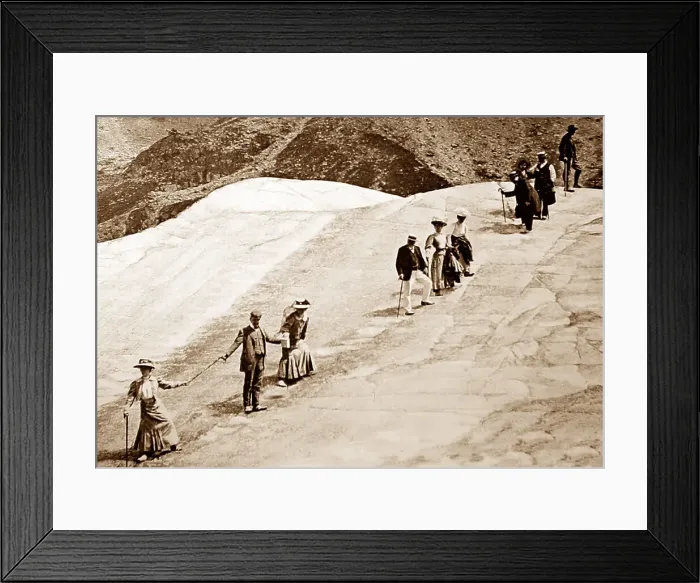 Framed Print : Tourist climbers of the Mer de Glace, Mont Blanc Framed Print : Tourist climbers of the Mer de Glace, Mont Blanc