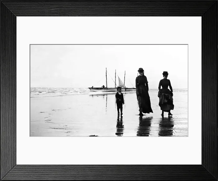 Framed Print : On walk on the beach, Blackpool, Victorian period Framed Print : On walk on the beach, Blackpool, Victorian period