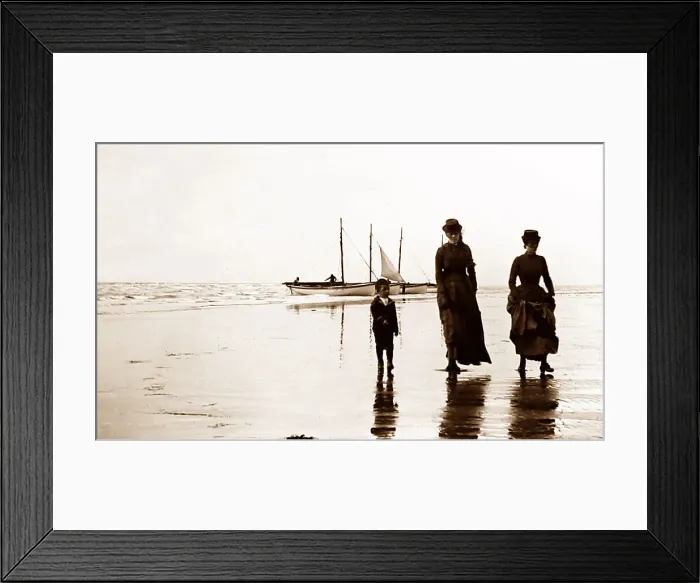Framed Print : On walk on the beach, Blackpool, Victorian period Framed Print : On walk on the beach, Blackpool, Victorian period