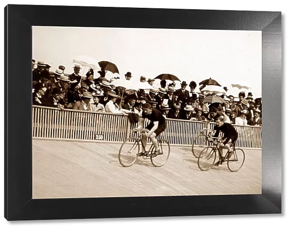 Cycle race at a velodrome, early 1900s