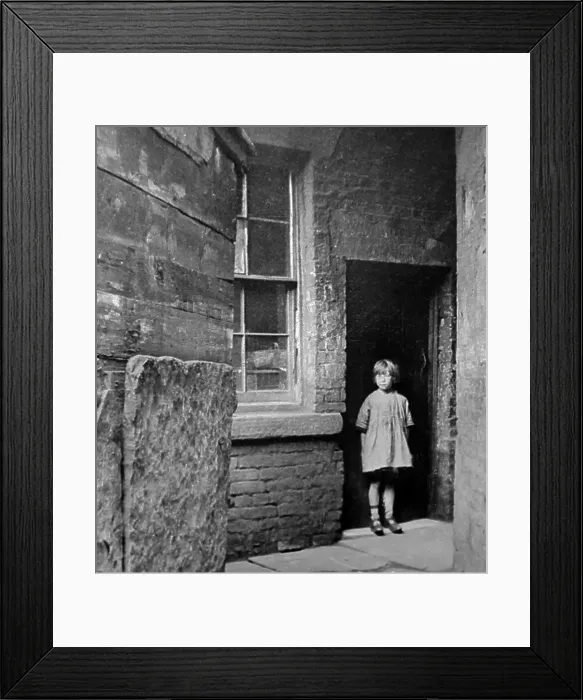 Framed Print : Slum housing, probably Manchester, early 1900s Framed Print : Slum housing, probably Manchester, early 1900s