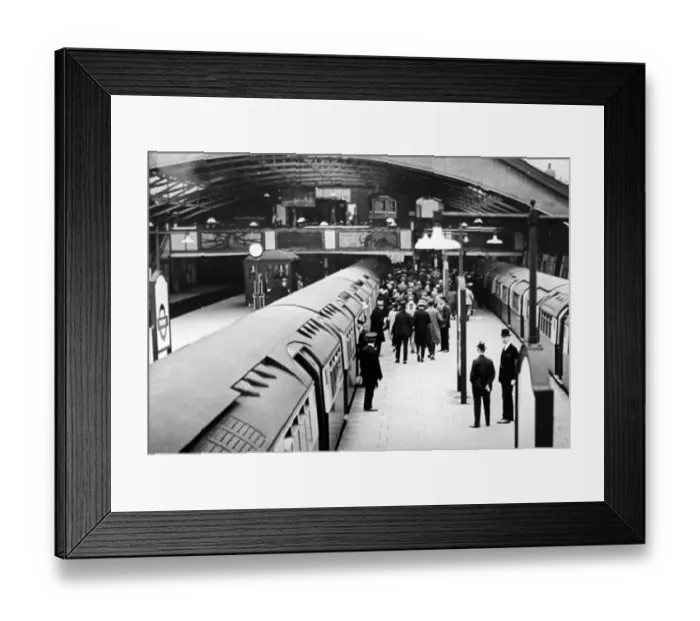 Framed Print : An above ground London underground station, early 1900s Framed Print : An above ground London underground station, early 1900s