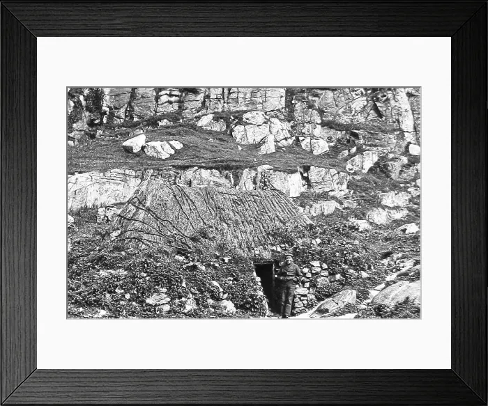 Framed Print : Isle of Barra Crofter outside croft, Isle of Barra Framed Print : Isle of Barra Crofter outside croft, Isle of Barra