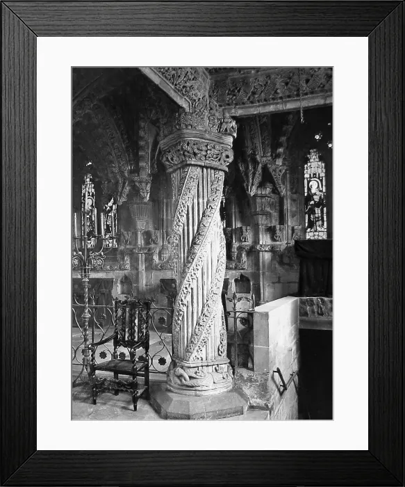 Framed Print : Rosslyn Chapel Apprentice Pillar Victorian period Framed Print : Rosslyn Chapel Apprentice Pillar Victorian period