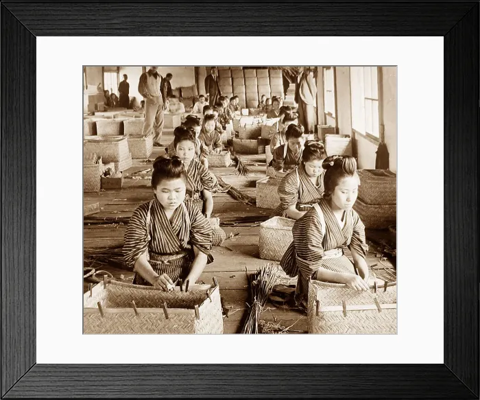 Framed Print : Making bamboo baskets, Japan Framed Print : Making bamboo baskets, Japan