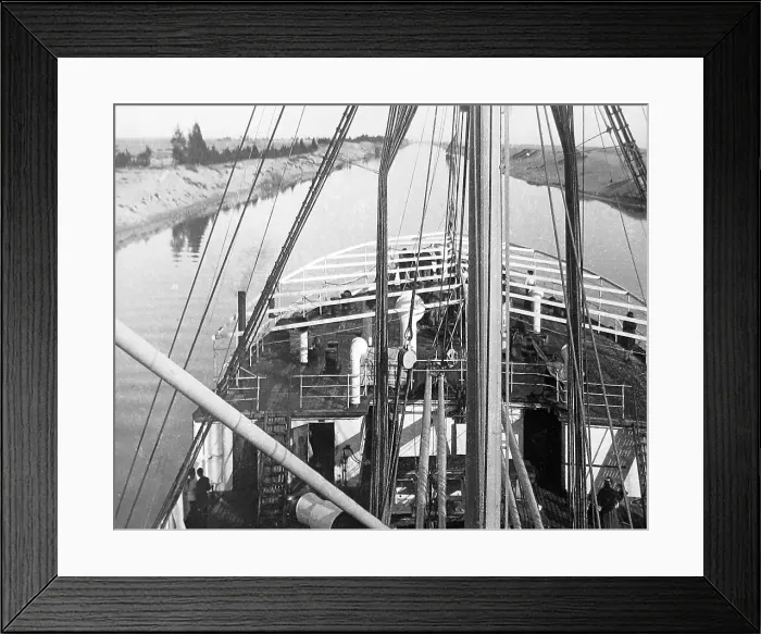 Framed Print : Steamer on the Suez Canal Victorian period Framed Print : Steamer on the Suez Canal Victorian period
