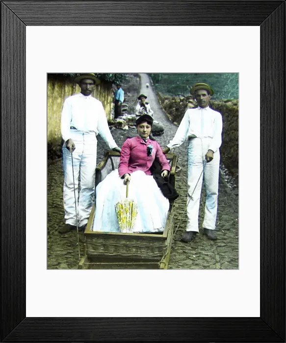 Framed Print : A Running Carro, Madeira hand coloured photo Framed Print : A Running Carro, Madeira hand coloured photo