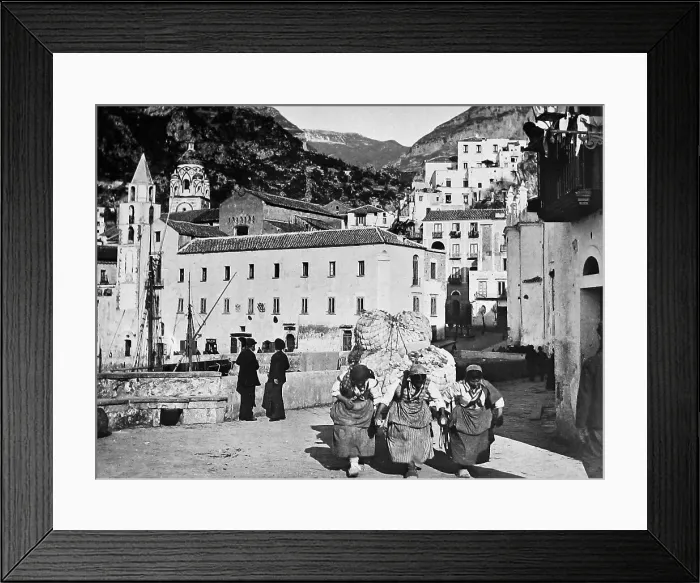 Framed Print : Italy Amalfi - carrying rags to paper mills - pre-1900 Framed Print : Italy Amalfi - carrying rags to paper mills - pre-1900