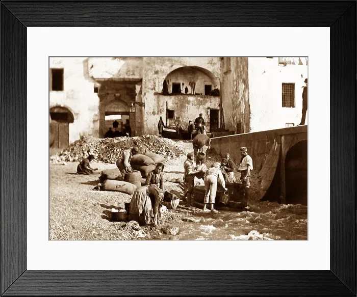Framed Print : Washing wheat, Amalfi, Italy Framed Print : Washing wheat, Amalfi, Italy
