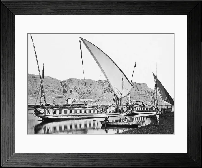 Framed Print : Egypt - a Dahabeeyah on the River Nile - Victorian period Framed Print : Egypt - a Dahabeeyah on the River Nile - Victorian period