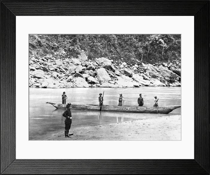 Framed Print : India Sikkim Teesta River ferry boat pre-1900 Framed Print : India Sikkim Teesta River ferry boat pre-1900