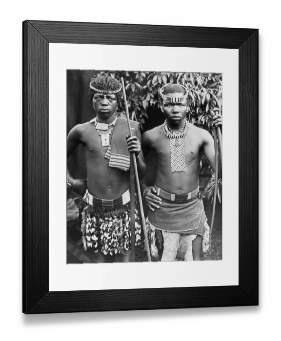Framed Print : Africa Zulu Men pre-1900 Framed Print : Africa Zulu Men pre-1900