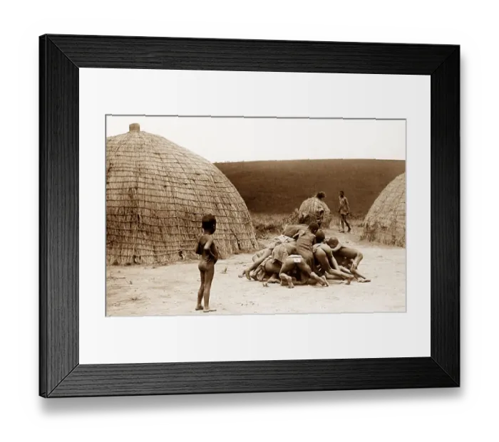 Framed Print : Africa Zulu children playing pre-1900 Framed Print : Africa Zulu children playing pre-1900