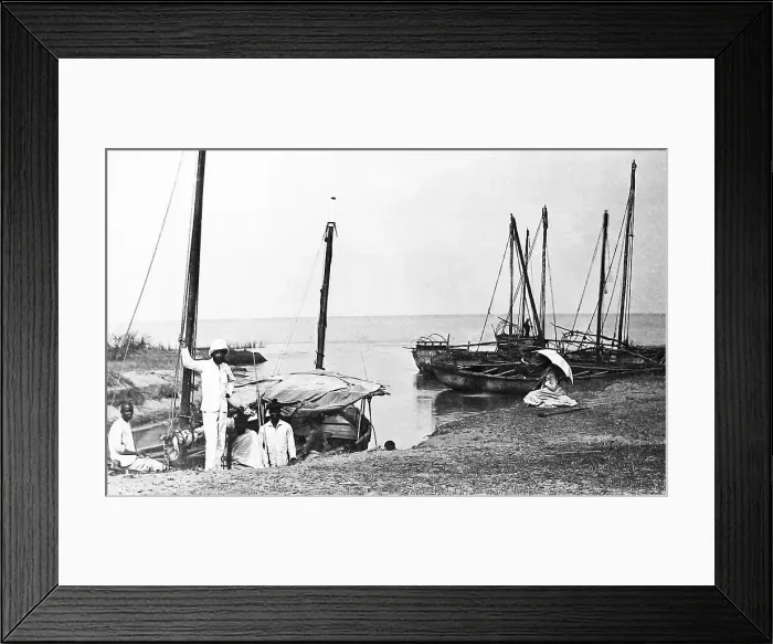 Framed Print : Africa Ujiji Harbour - Morning Star boat - pre-1900 Framed Print : Africa Ujiji Harbour - Morning Star boat - pre-1900