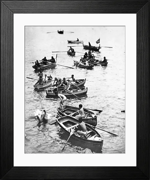 Framed Print : Madeira Funchal boys diving pre-1900 Framed Print : Madeira Funchal boys diving pre-1900