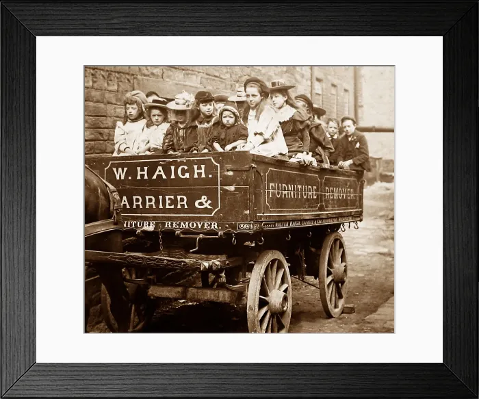 Framed Print : Sunday School Outing in horse and cart, Holmfirth Framed Print : Sunday School Outing in horse and cart, Holmfirth