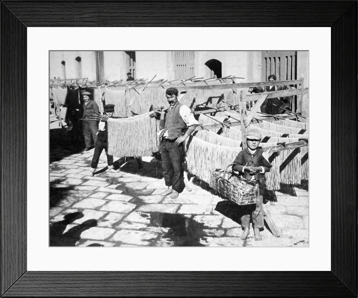 Framed Print : Italy Naples macaroni drying pre-1900 Framed Print : Italy Naples macaroni drying pre-1900