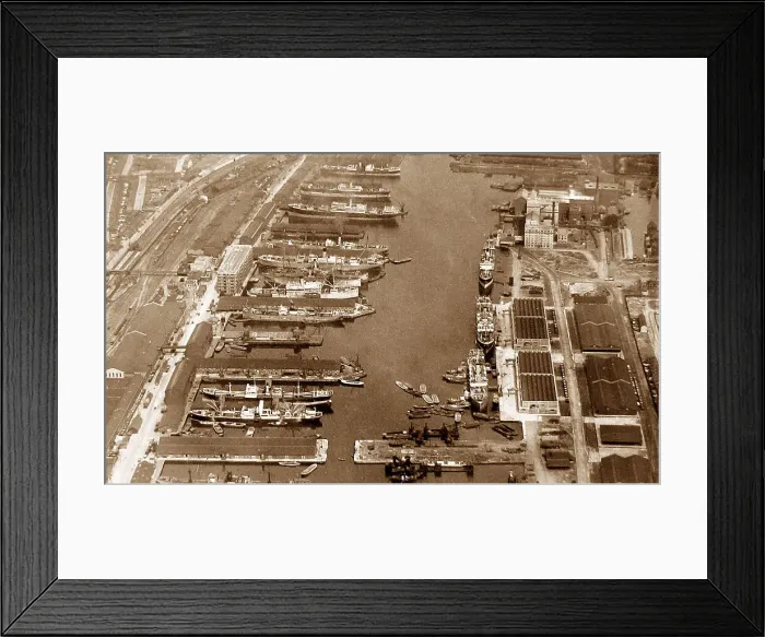 Framed Print : London aerial view of Victoria Dock in the 1920s Framed Print : London aerial view of Victoria Dock in the 1920s