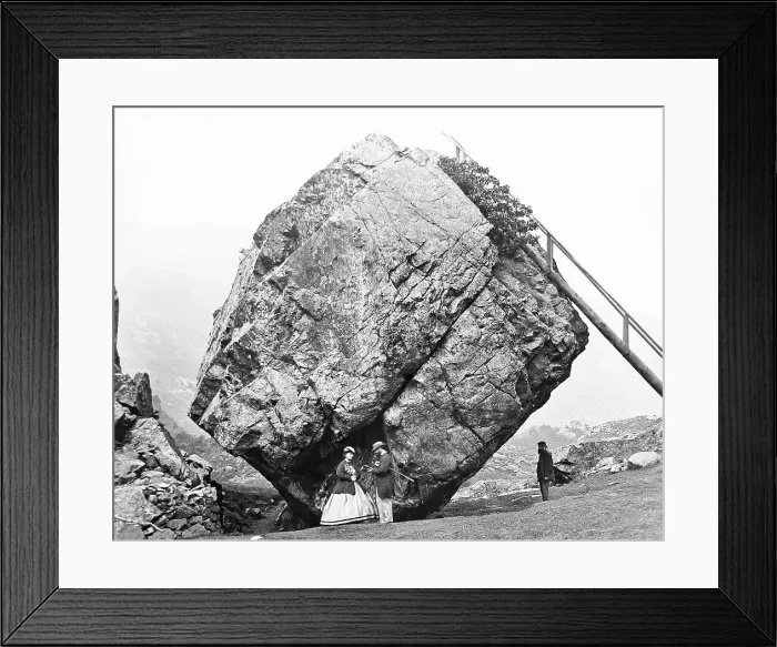 Framed Print : The Bowder Stone Borrowdale Lake District Victorian period Framed Print : The Bowder Stone Borrowdale Lake District Victorian period