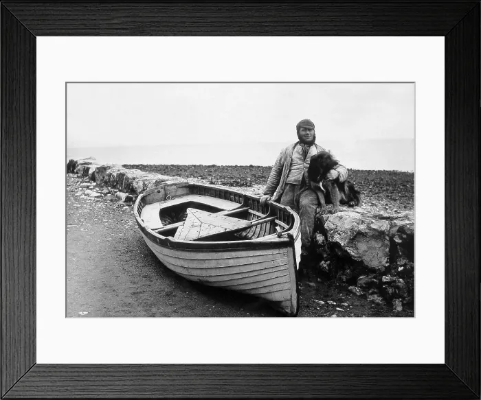 Framed Print : Colwyn Bay fisherman and dog Framed Print : Colwyn Bay fisherman and dog