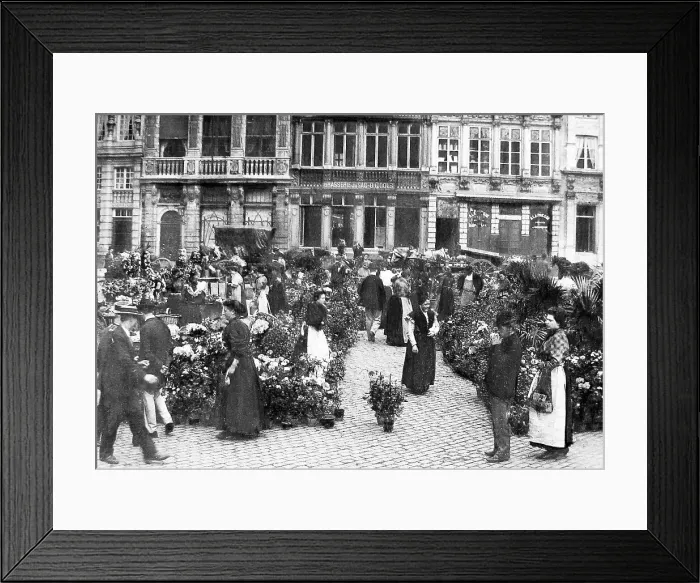 Framed Print : Brussels Flower Market pre-1900 Framed Print : Brussels Flower Market pre-1900