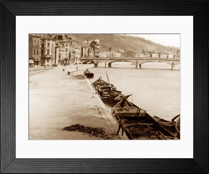 Framed Print : Meuse River barges, Liege, belgium Framed Print : Meuse River barges, Liege, belgium