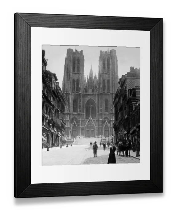 Framed Print : Brussels Cathedral pre-1900 Framed Print : Brussels Cathedral pre-1900