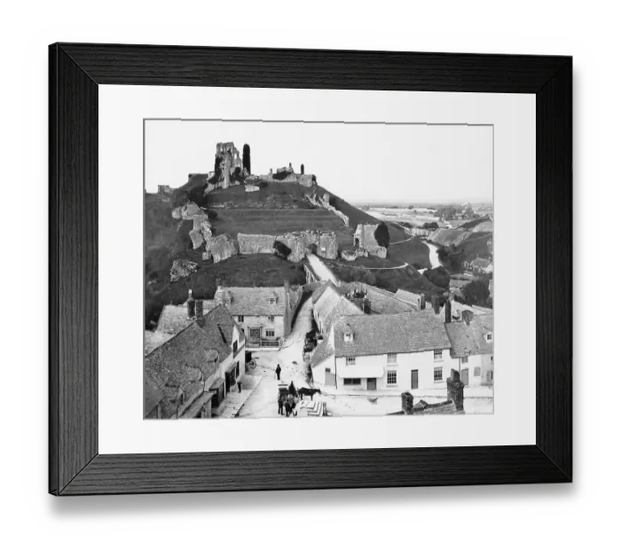 Framed Print : Corfe Castle Victorian period Framed Print : Corfe Castle Victorian period