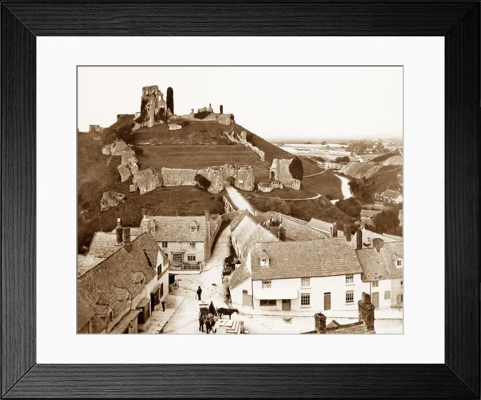 Framed Print : Corfe Village and Castle Framed Print : Corfe Village and Castle