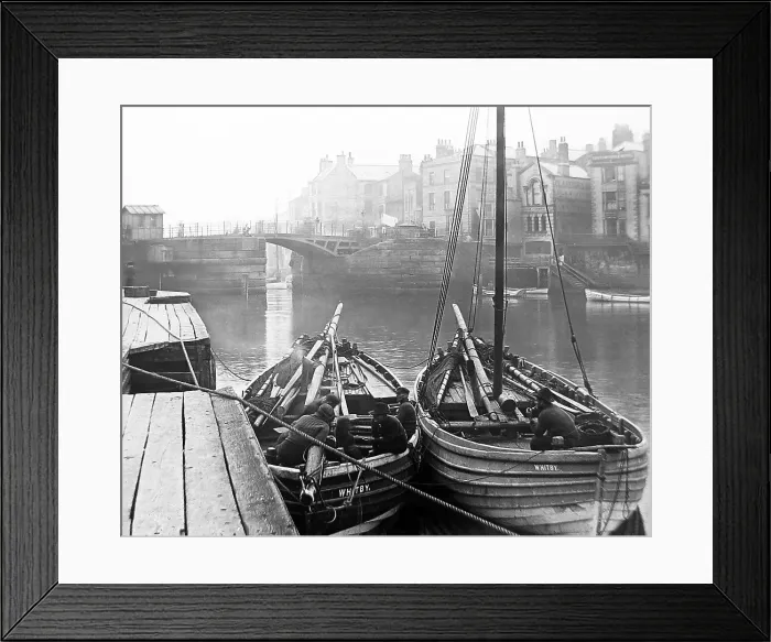 Framed Print : Whitby harbour Victorian period Framed Print : Whitby harbour Victorian period